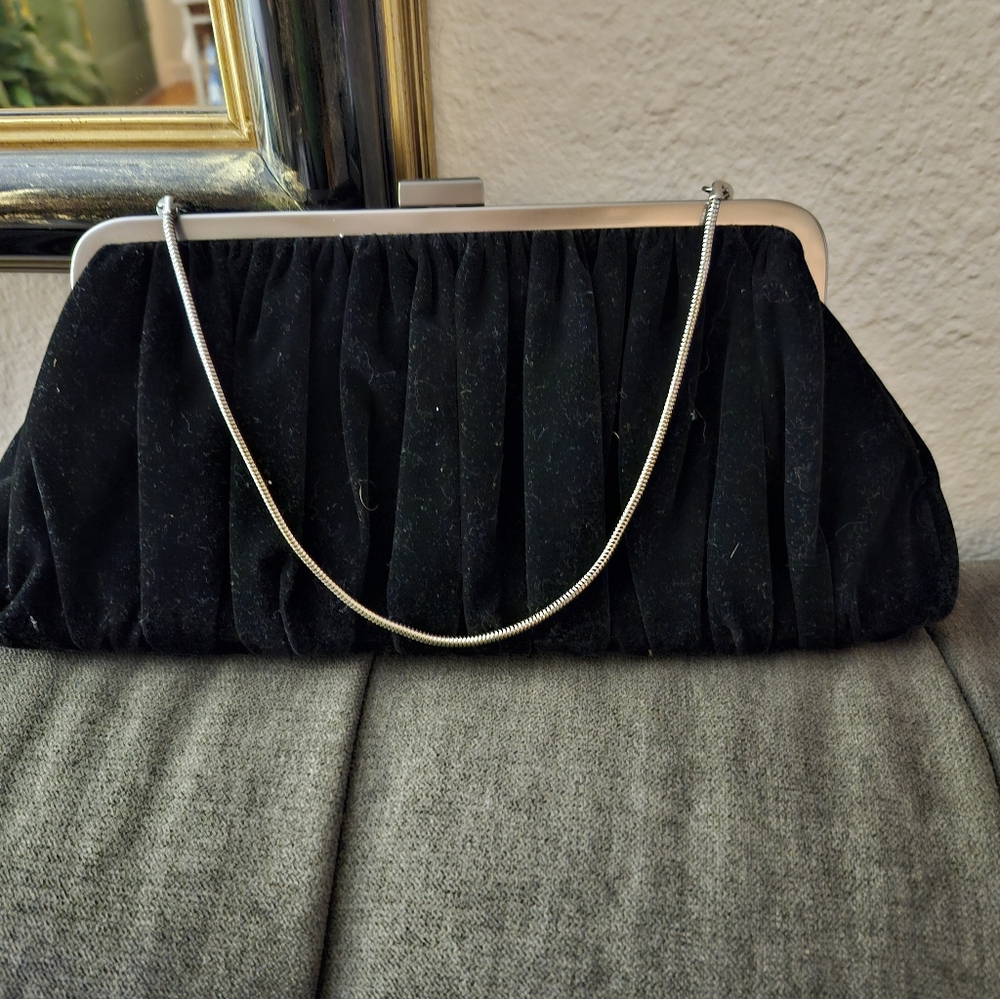 Mary Kay Black Velvet Clutch with Silver Accents